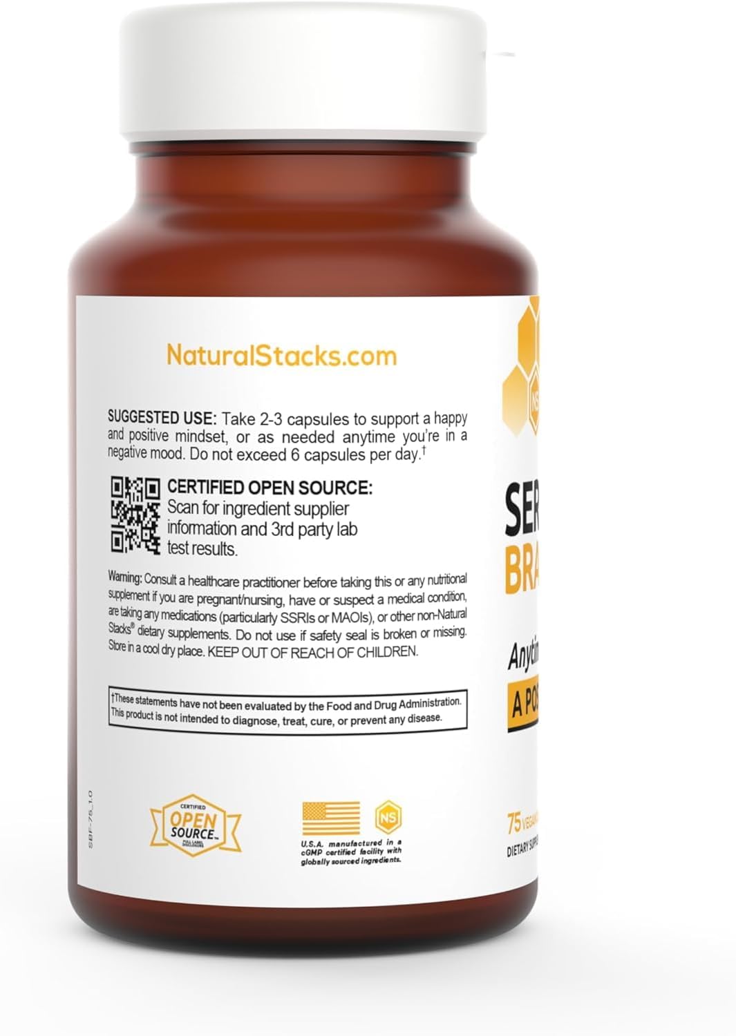 NATURAL STACKS Serotonin Brain Food w/L-Tryptophan & Rhodiola Rosea - Mood Support Supplement - Promotes Positive Mood, Calmness, Stress Relief - Happy Mood & Brain Support Supplement - 75 Capsules - Image 6