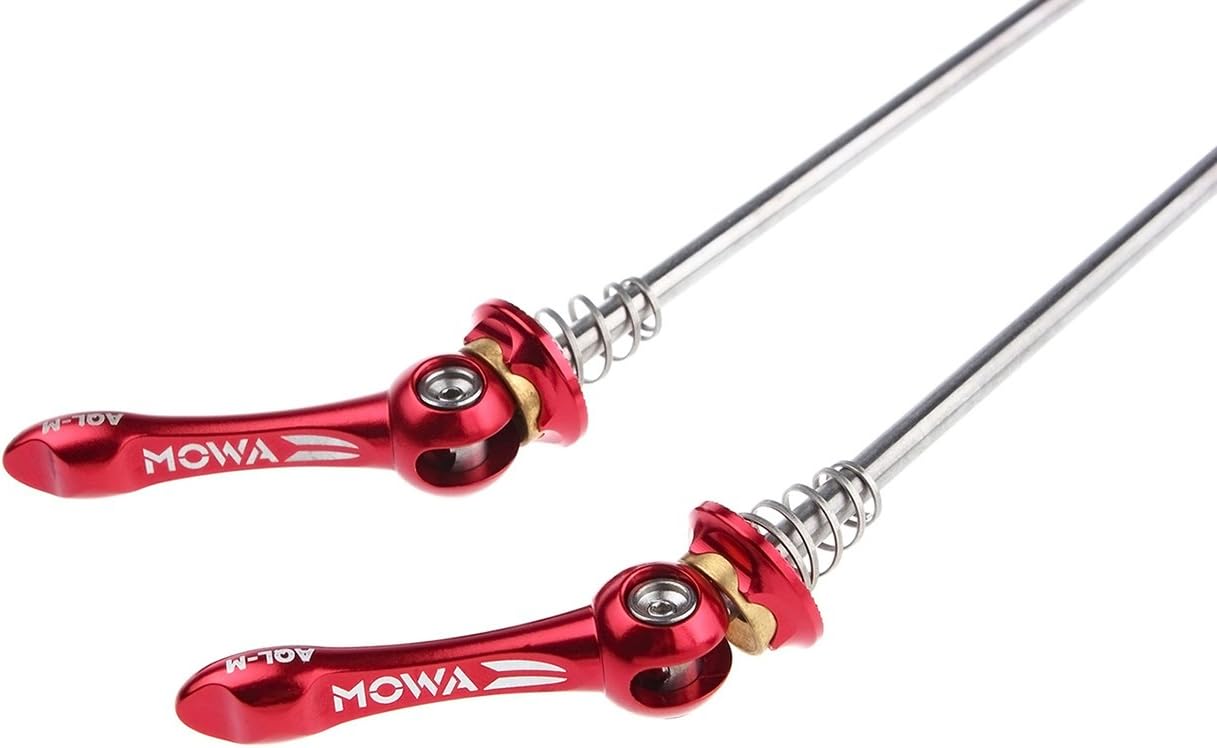 MOWA Road Cyclocross Gravel Bicycle Bike Quick Release QR Skewer Set Ultralight 100/130mm O.L.D Titanium-axle for Front and Rear Wheel Hub in Red/Gold/Blue/Green/Orange Colors