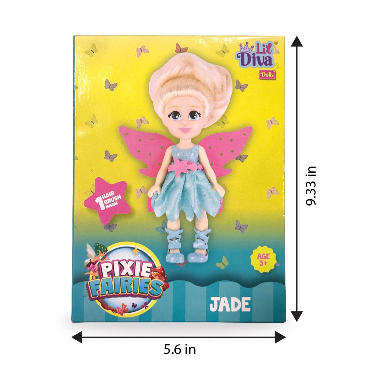 Lil Diva Dolls 6" Pixie Fairy Jade Doll for Girls|Soft Movable Body with Realistic Features|Birthday Gift for Kids 3+ Years|Early Learning Toy for Girls|Ideal Gift for Birthdays & Special Occasions 4