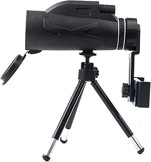 80x100 High Power Monocular Telescope, Compact Monocular Smartphone Adapter and Tripod Waterproof Fogproof Telescope Ideal for Hiking Bird Watching Camping Traveling Sightseeing