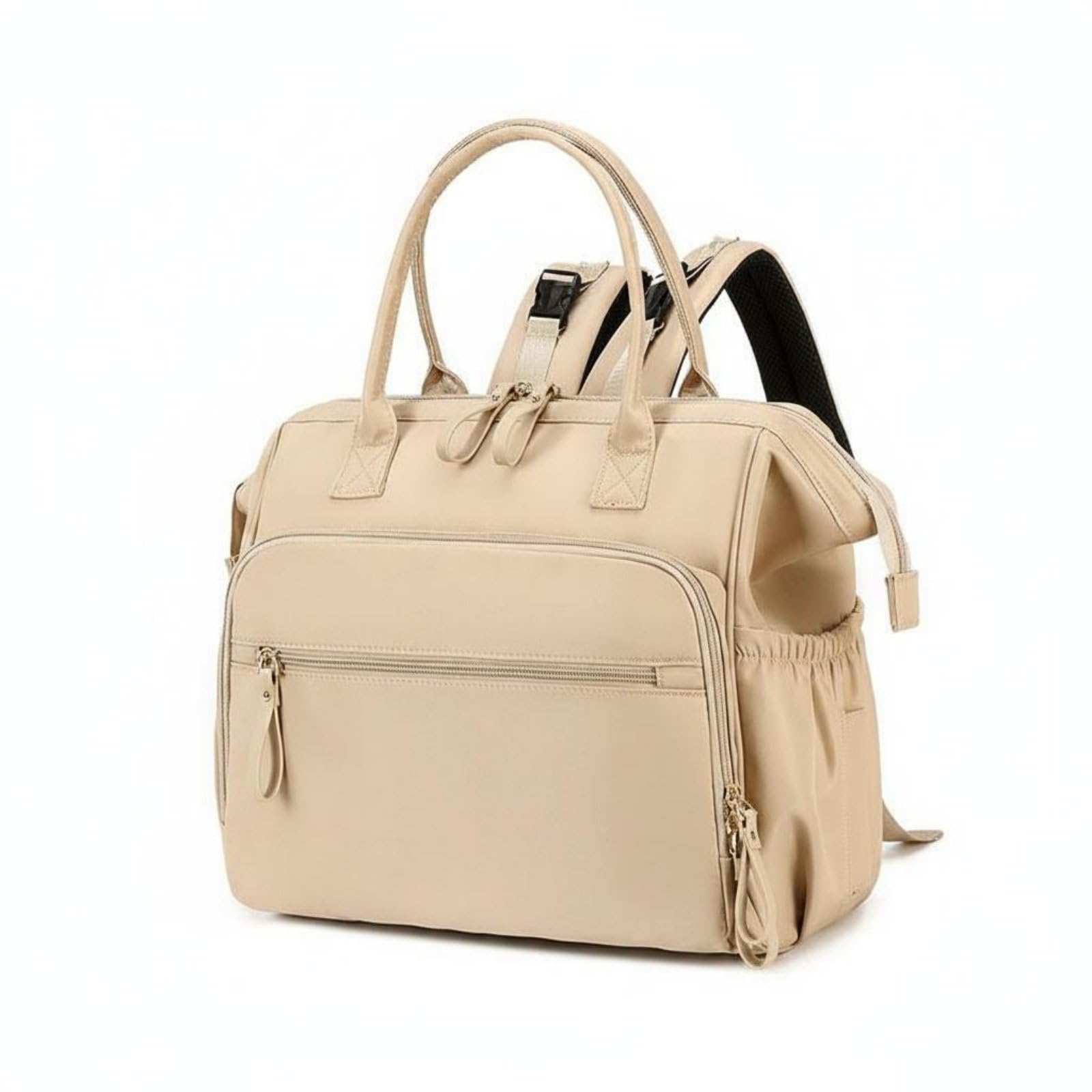 Anti-Theft Pocket Waterproof Diaper Backpack Foldable Baby Diaper Bag Backpack Large Capacity Baby Stroller Storage Bag Easy to Clean for Parents, New Moms, Travel, Outdoor, Beige-image-45