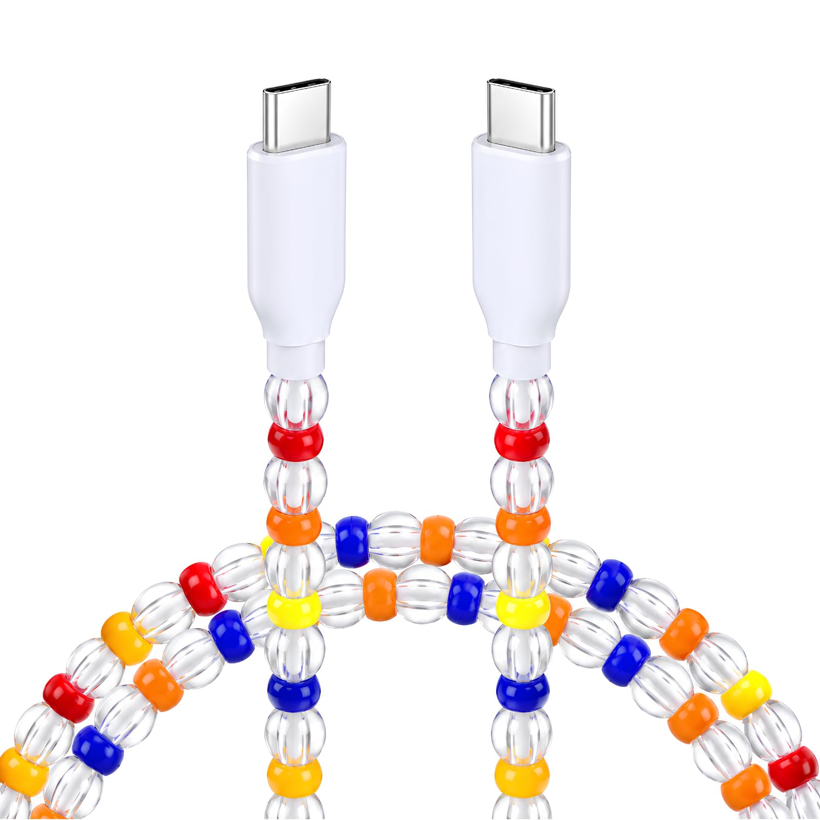 Caumies Acrylic Beaded Type C to Type C Cable, 60W Fast Charging USB C Cable (3....