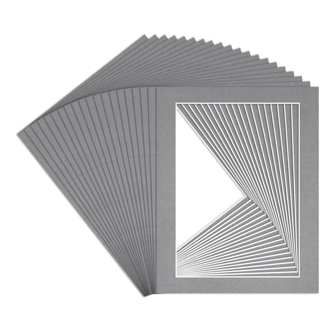 Procut Global 14x11" Mid Grey Picture Mounts to Fit A4 Aperture - Precision Cut Cardboard Photo Mount - Ideal for Frames, Prints, Artwork & Certificates - Sizes & Colours Available - 20 Pack โ image 1