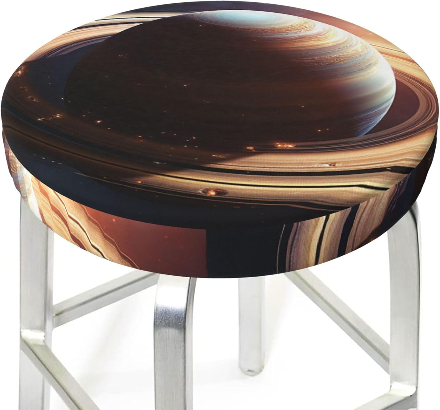 Bar Stool Cover Round Elastic Stool Cushion Covers Saturn Ring Planet Bar Chair Cover Washable Stool Cushion Slipcover Stretch Stool Seat Covers for 12-14 Inch Chair