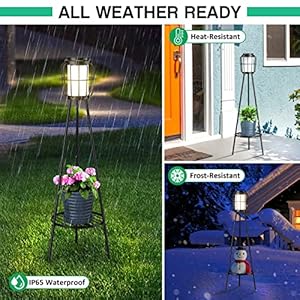 2 Pack Solar Floor Lamps with Plant Stand - Waterproof Metal Solar Powered Outdoor Lights with Plant Shelf for Patio Deck Porch Yard Garden Decor 2 Pack Solar Floor Lamps with Plant Stand Waterproof Metal Solar Powered Outdoor Lights with Plant Shelf for Patio Deck Porch Yard Garden Decor