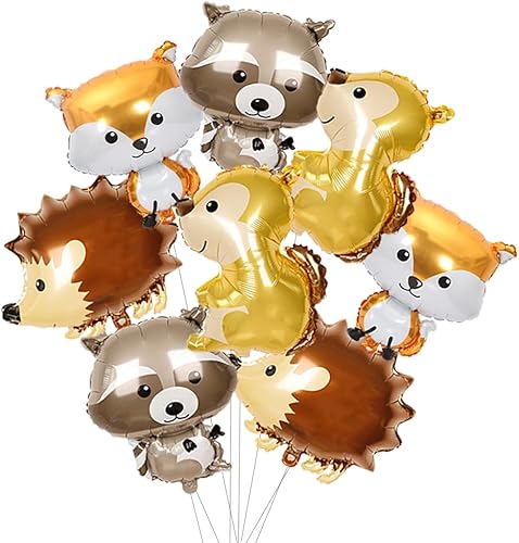 Globos de papel de aluminio Mylar de animales del bosque para decoración de fiesta de cumpleaños con temática de bosques para baby shower