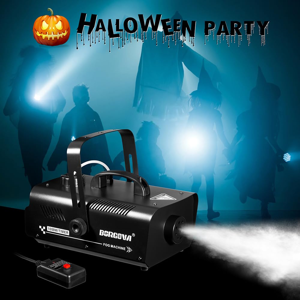 1000W Fog Machine with Timer, Wireless Remote, and Manual Control - Ideal for Halloween, Parties, Stage Performances, Concerts, and Clubs