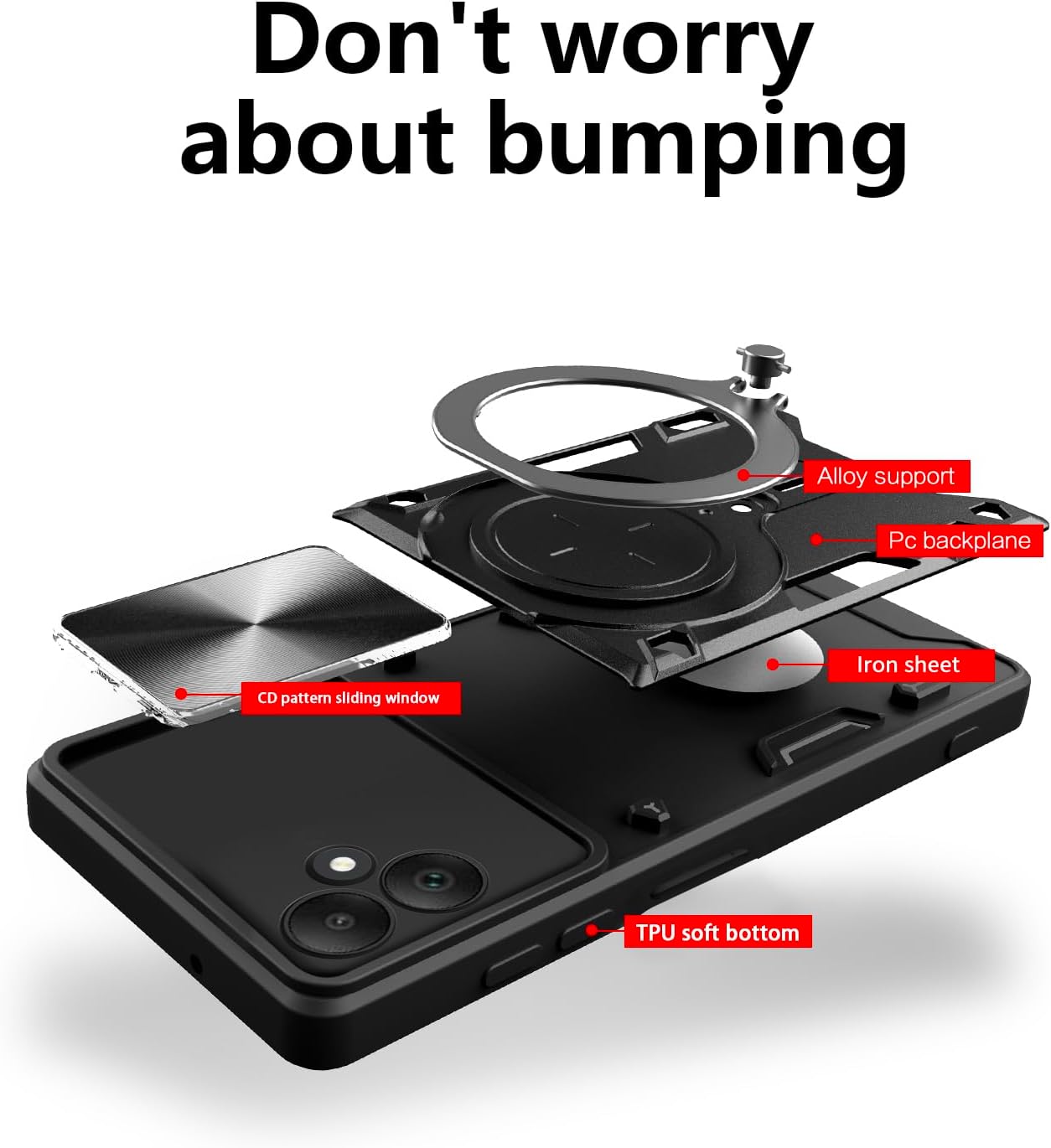 Compatible with ZTE Axon 50 Lite 4G Case,Car Mount Magnetic,Compatible with ZTE Blade A73 4G / V50 Smart / V50 Design 4G (Not 5G) Built-in Kickstand with Slide Lens Case Cover Blue image 2
