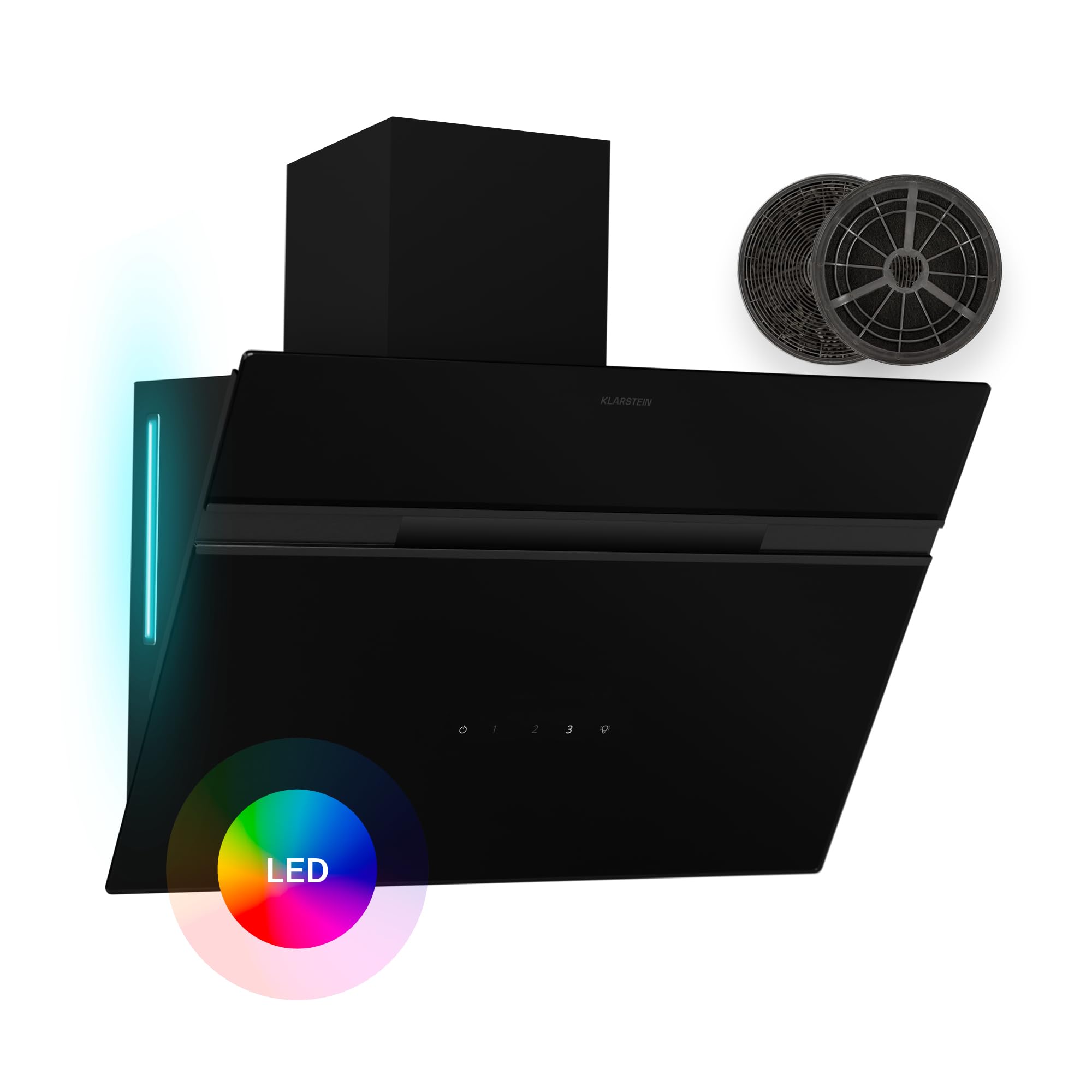 Klarstein Dunstabzugshaube Alina 60 cm Wandhaube 600 m³/h Energieeffizienzklasse A LED-Beleuchtung Touch-Bedienfeld Schwarz