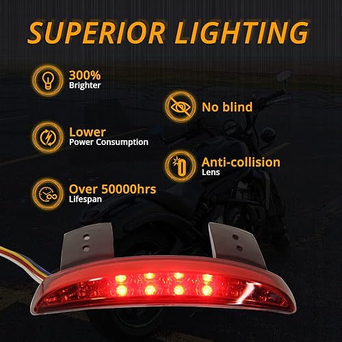 Vista 15 de DREAMIZER Luz trasera de freno de motocicleta Fender Edge Lámpara LED con siganls de giro compatible con Sportster XL883N 1200N XL1200V XL1200X Cafe