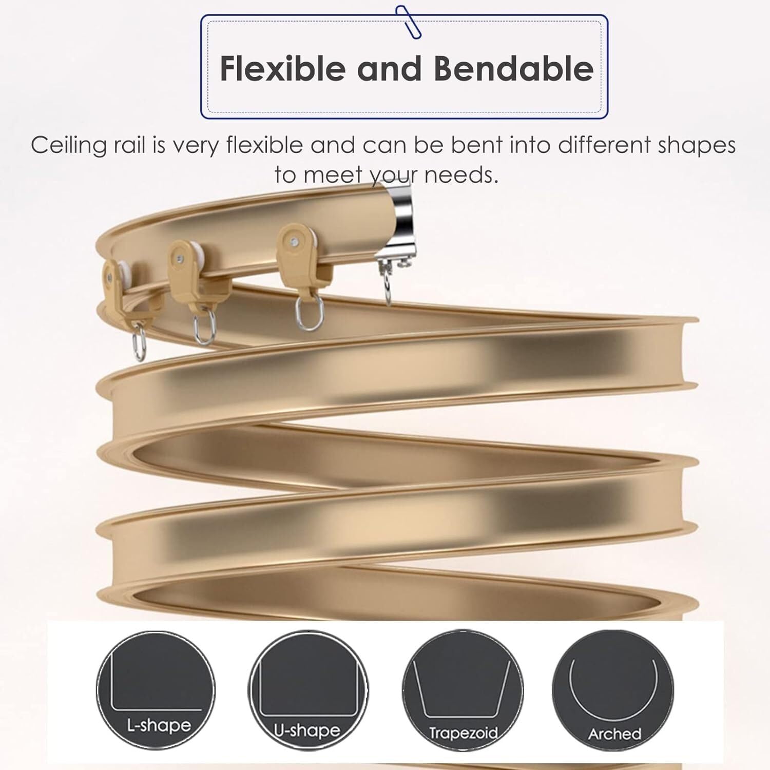 Tringle à rideau de plafond incurvée, système flexible de séparation de pièce, rail de rideau en aluminium noir durable pour la maison, le bureau et les espaces événementiels