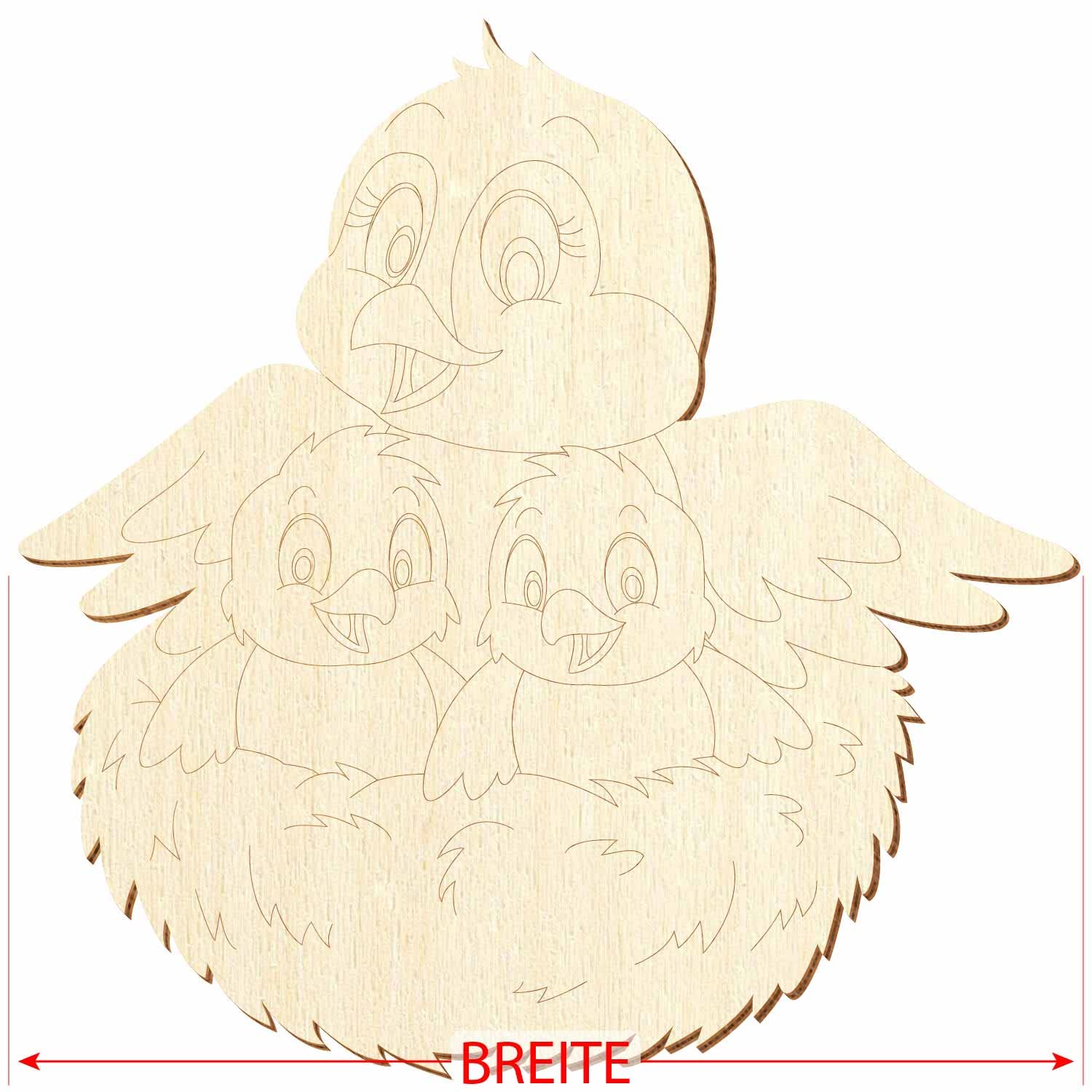 Nido de pájaro de madera, manualidades 5-50 cm, paquete con 100 unidades, ancho: 12 cm