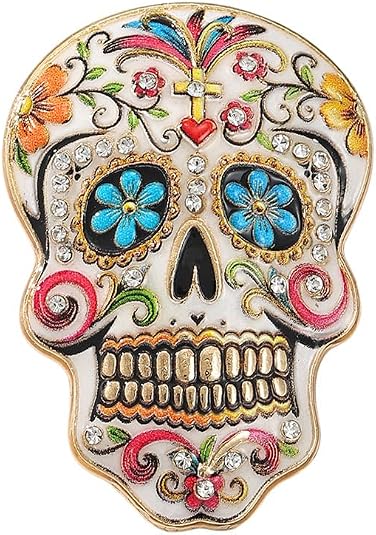 MALOYANVE Day of the Dead Pin Sugar Skull Brooch