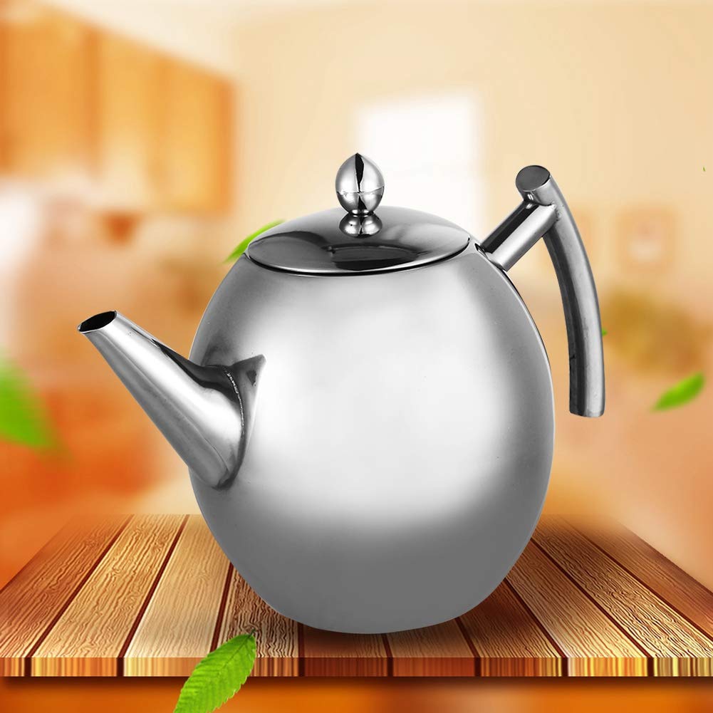 Teiera lucidata, teiera in acciaio inox, grande caffettiera con un manico, può essere utilizzata a casa, in hotel, bar, ristorante, ecc. (1,5 l/1500 ml)