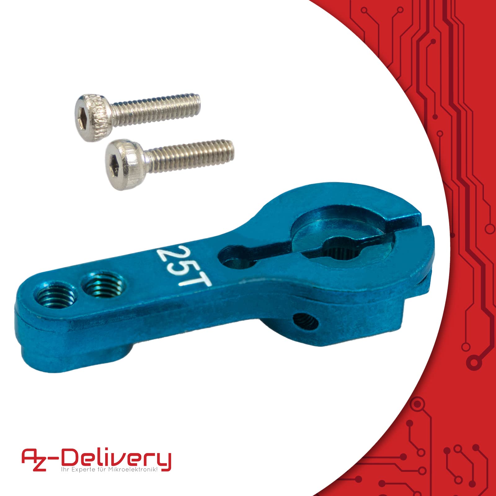 AZDelivery 5 x aluminiowy 25T serworamię klaksonu do HD Servo MG995 MG996R MG946 RED | RC Servo Arm RC akcesoria do większości modeli samochodów RC | metalowe ramię z zapasową śrubą