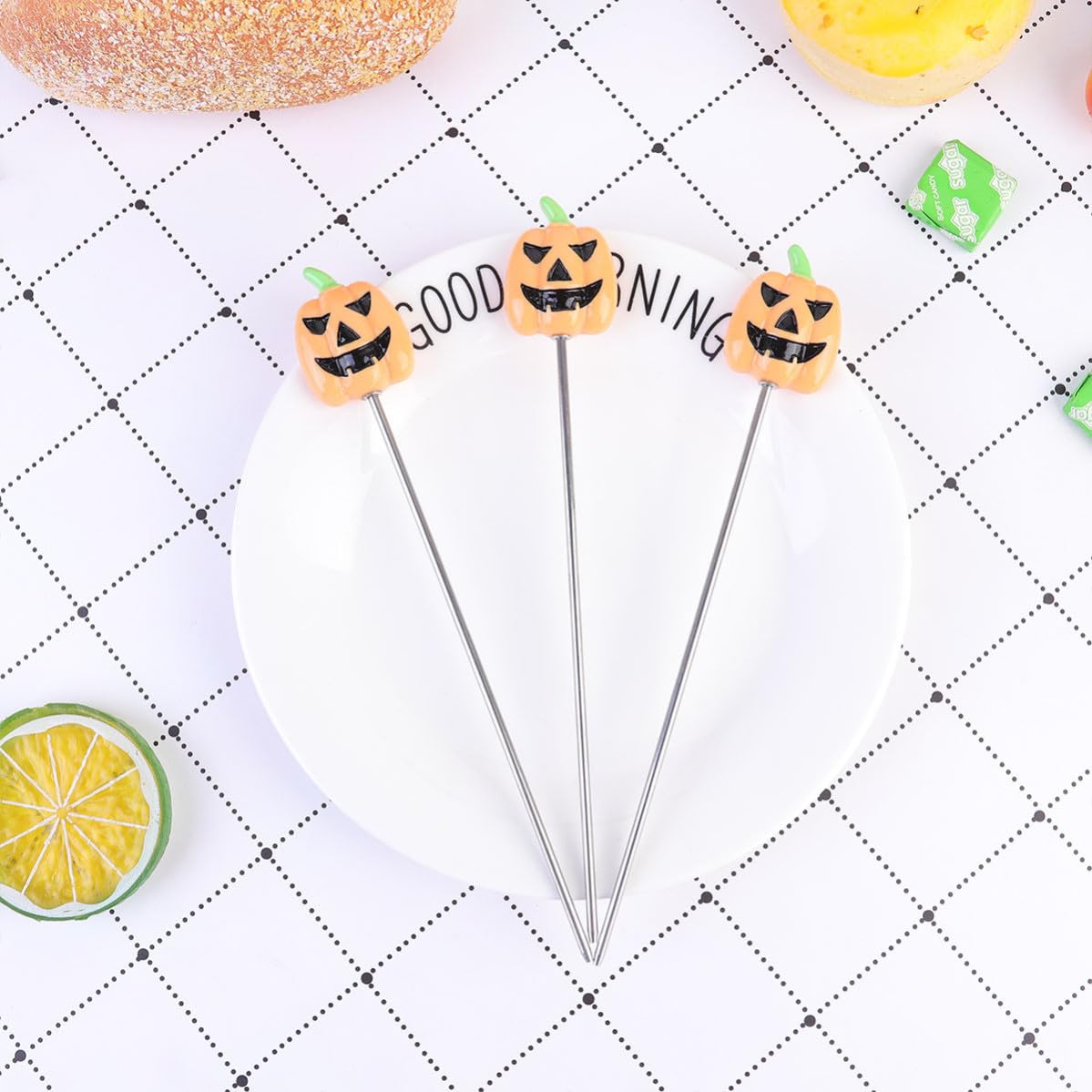 Uonlytech Acero Inoxidable Probador de Pasteles Forma Calabaza 12 Piezas