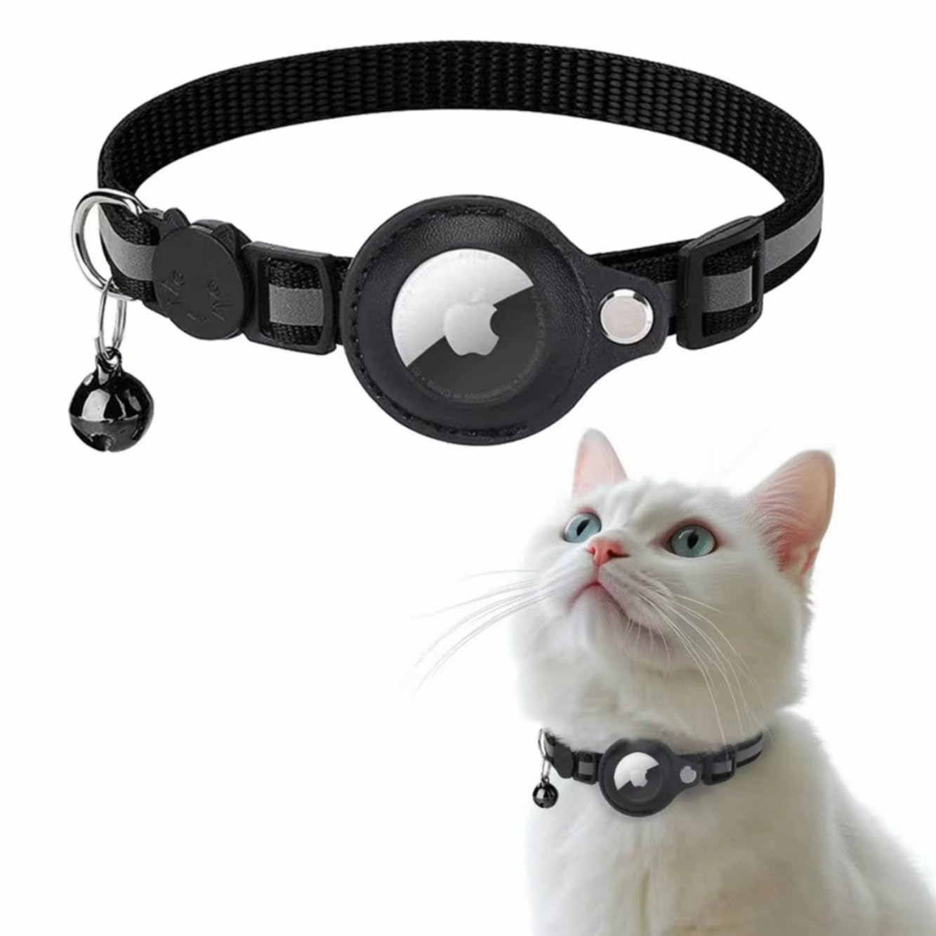 Cat Collar with Holder for Apple AirTag, Reflective Breakaway Kitten Collar, Adjustable Lightweight Pet Collar, No Tracker Included