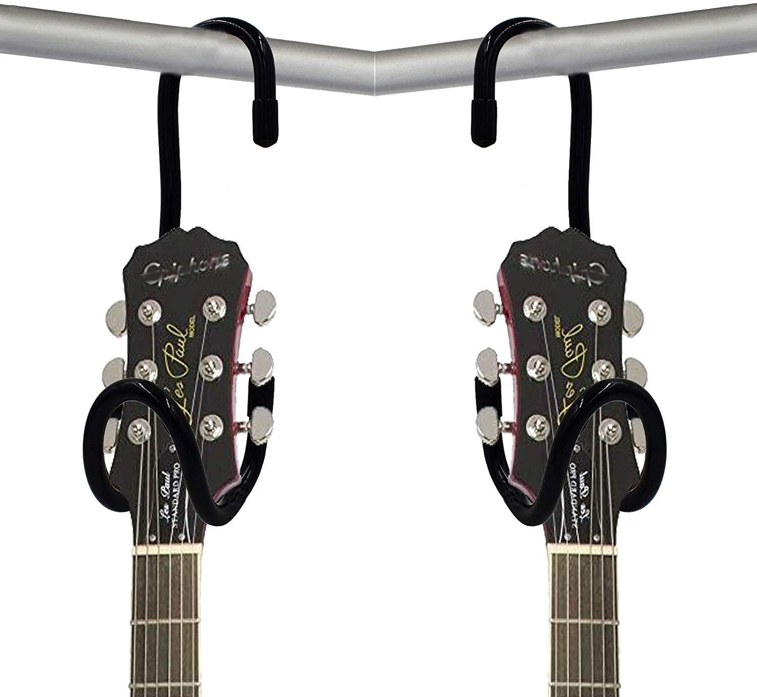 2 pack, Closet Guitar Hanger/Display Rack Guitar Bar Hanger Guitar Bracket Holder Guitar Stand Portable Black Guitar Holder With No slip Rubber Padding - Does not include guitar