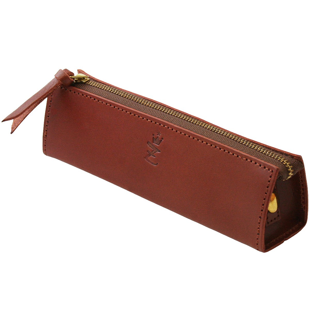 ZARIO-GRANDEE ZAG-0011 Pencil Case, Made in Japan, Cowhide Leather, Tochigi Leather, Pencil Case, Triangular Pencil Case, Braun : Office Products