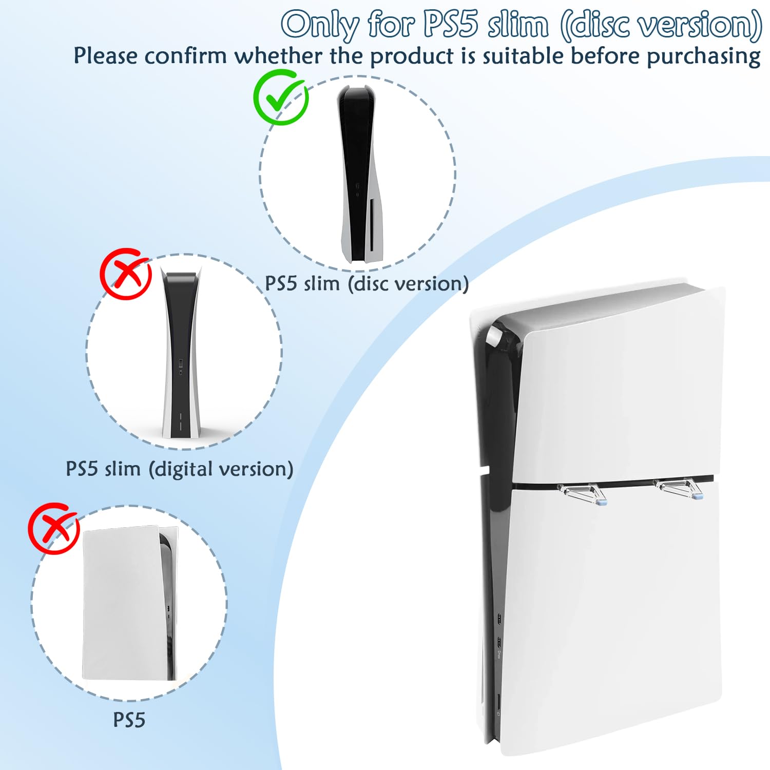 IGXX Stojak na PS5 Slim, proste nóżki chłodzące, kompatybilny z Sony PlayStation 5 Slim (edycja dysku A)