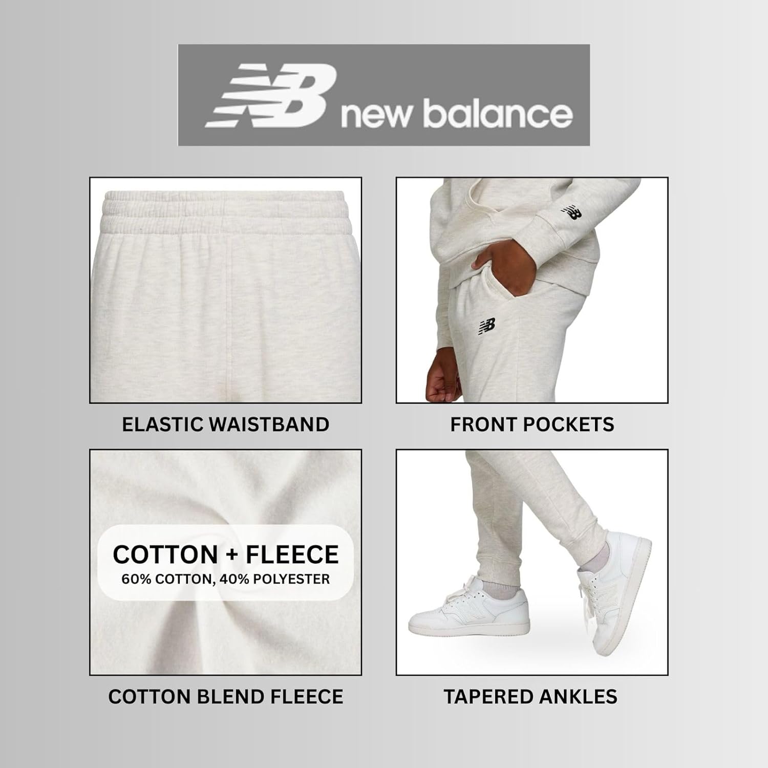 New Balance Boys & Toddlers Athletic 2 Piece – Soft Fleece Pullover Hoodie & Joggers Sweatsuit Activewear Set (2T-12) - Image 6