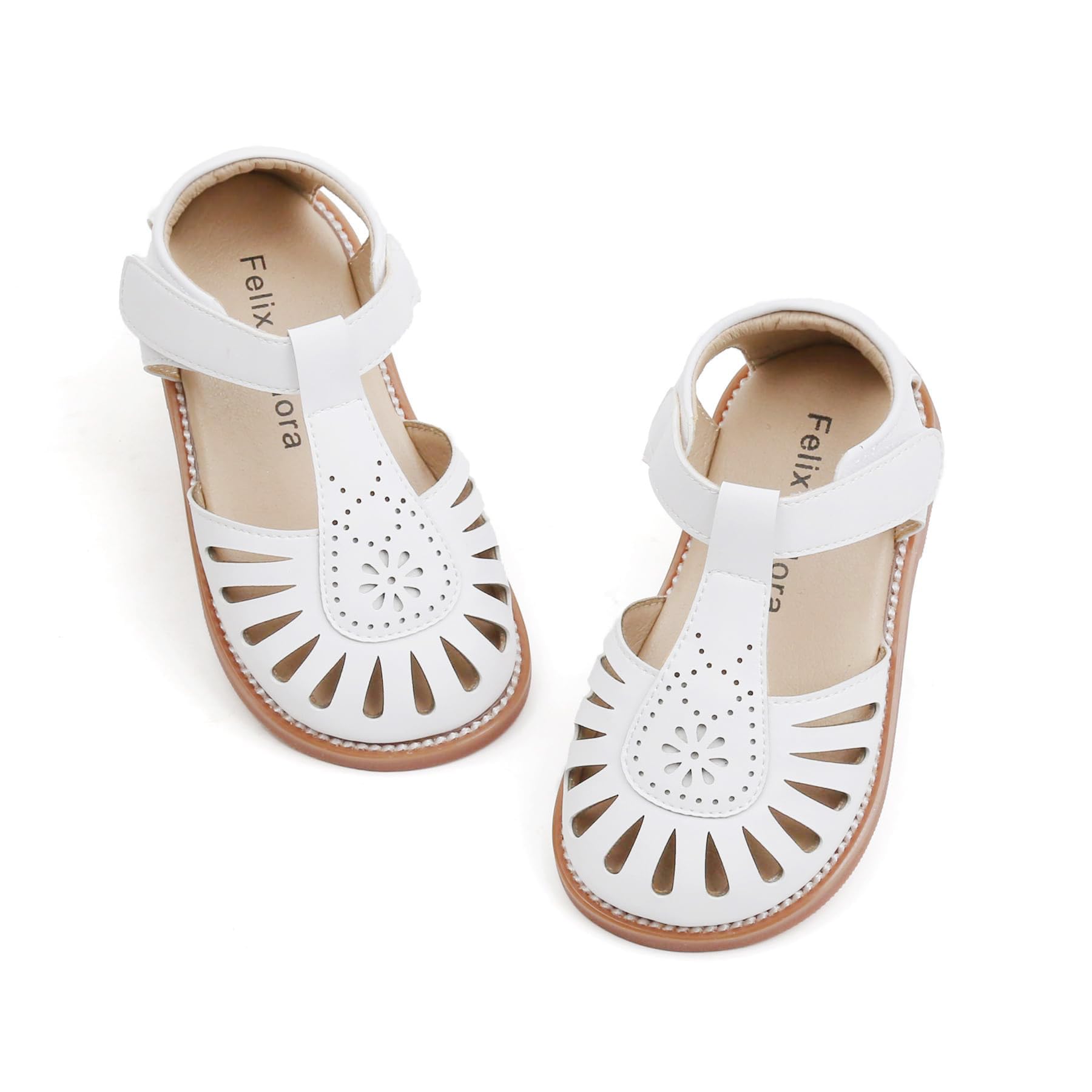 Felix & Flora Toddler Girls Sandals Soft Rubber Princess Flat Shoes Summer Flower Girl Shoes