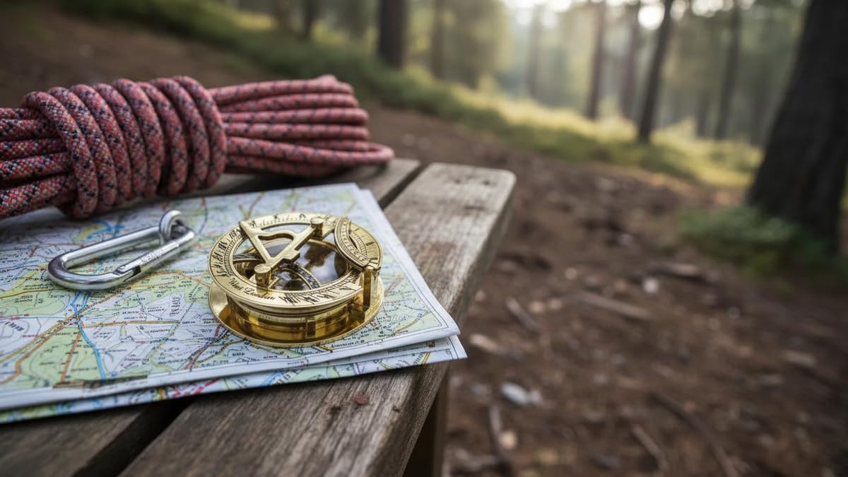 Brújula de Reloj de Sol de 3 Pulgadas con Caja de Madera de Teca incrustada con latón Macizo