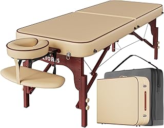 CLORIS 84" Professional Massage Table Portable Reinforced Wooden Leg Hold Up to 1100LBS 2 Folding Lightweight Spa Solon Tattoo Massage Bed Height Adjustable with Carrying Bag