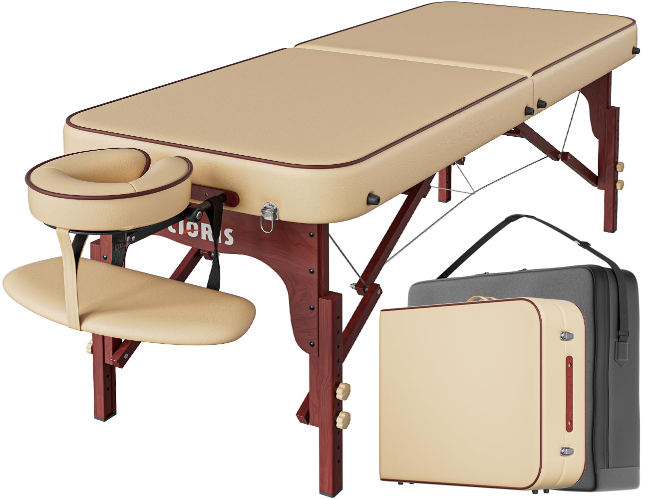 CLORIS 84" Professional Massage Table Portable Reinforced Wooden Leg 2 Folding Lightweight Spa Salon Tattoo Massage Bed Height Adjustable Hold Up to 1100LBS with Carrying Bag Black