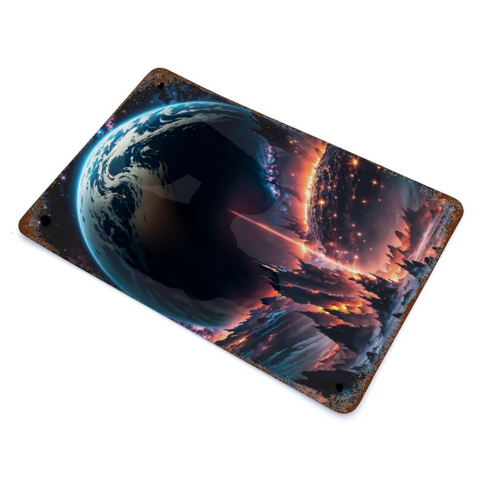 Volcan Earth Decorative Tin Sign 11.8"x7.9", for Cafe, Home Bar And Lounge Decor, Decorative Metal Wall Art