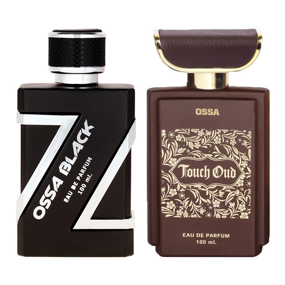 Black Eau De Parfum For Men With Ambery Notes 100ml And Ossa Touch Oud Eau De Parfum Unisex Perfume With Oud Notes 100ml | Long Lasting (Pack of 2)