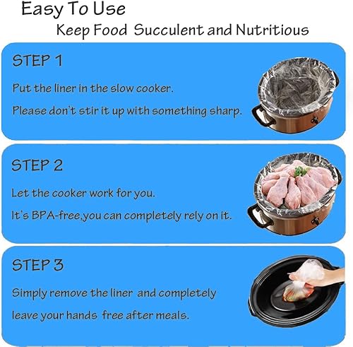 Miniatura 4 de 40 forros de olla de cocción lenta, bolsas de cocina desechables para ollas, ajuste de 3 cuartos a 8 cuartos de galón para olla de cocción lenta,