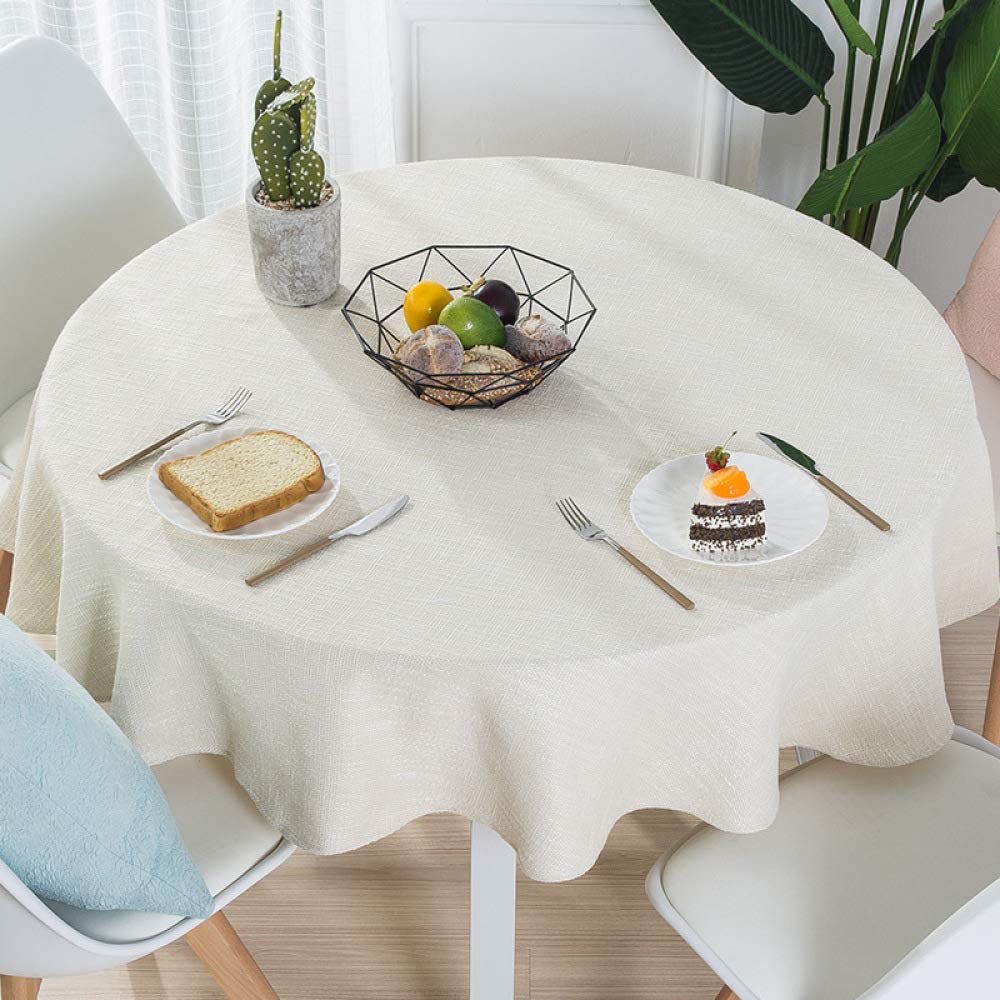 JUNJUN Table Cloth Round Wedding Party Table Cover Cotton Linen Tablecloth Nordic Tea Coffee Tablecloths Home Kitchen Decor creamy-white 31inch 80cm