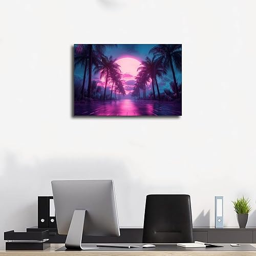 Miniatura 3 de XAHOR Neon Vaporwave Art Print  Retro Digital Aesthetic Wall Decor  Surreal Cyber Dream Poster Canvas Art Poster And Wall Art Picture Print Modern