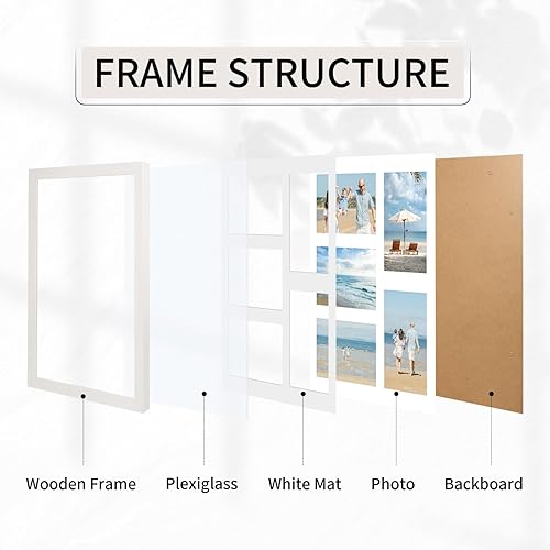 Miniatura 5 de Portarretratos de 4 x 6 pulgadas, 100% madera maciza con vidrio, fotos de 3.5 x 5 con paspartú o 4 x 6 sin paspartú para mesa y pared, horizontal y
