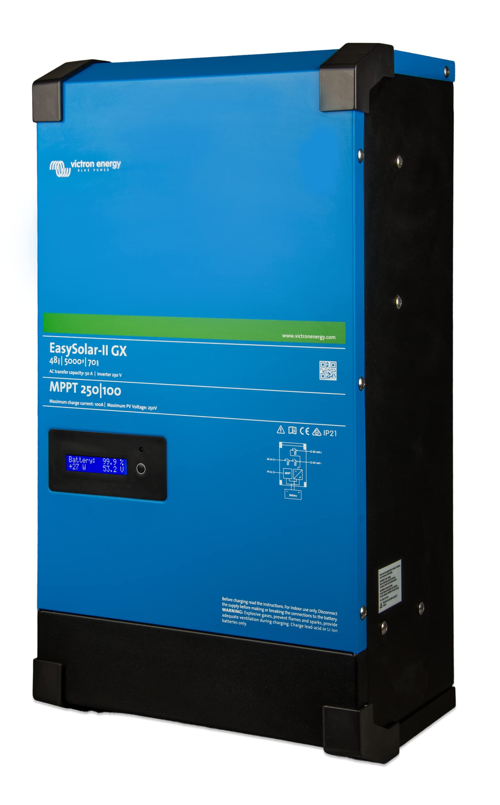 Victron Energy EasySolar-II GX 5000VA 48-Volt 230V Wechselrichter 70 Amp Batterie Ladegerät und Solar Ladegerät MPPT 250V 100 Amp