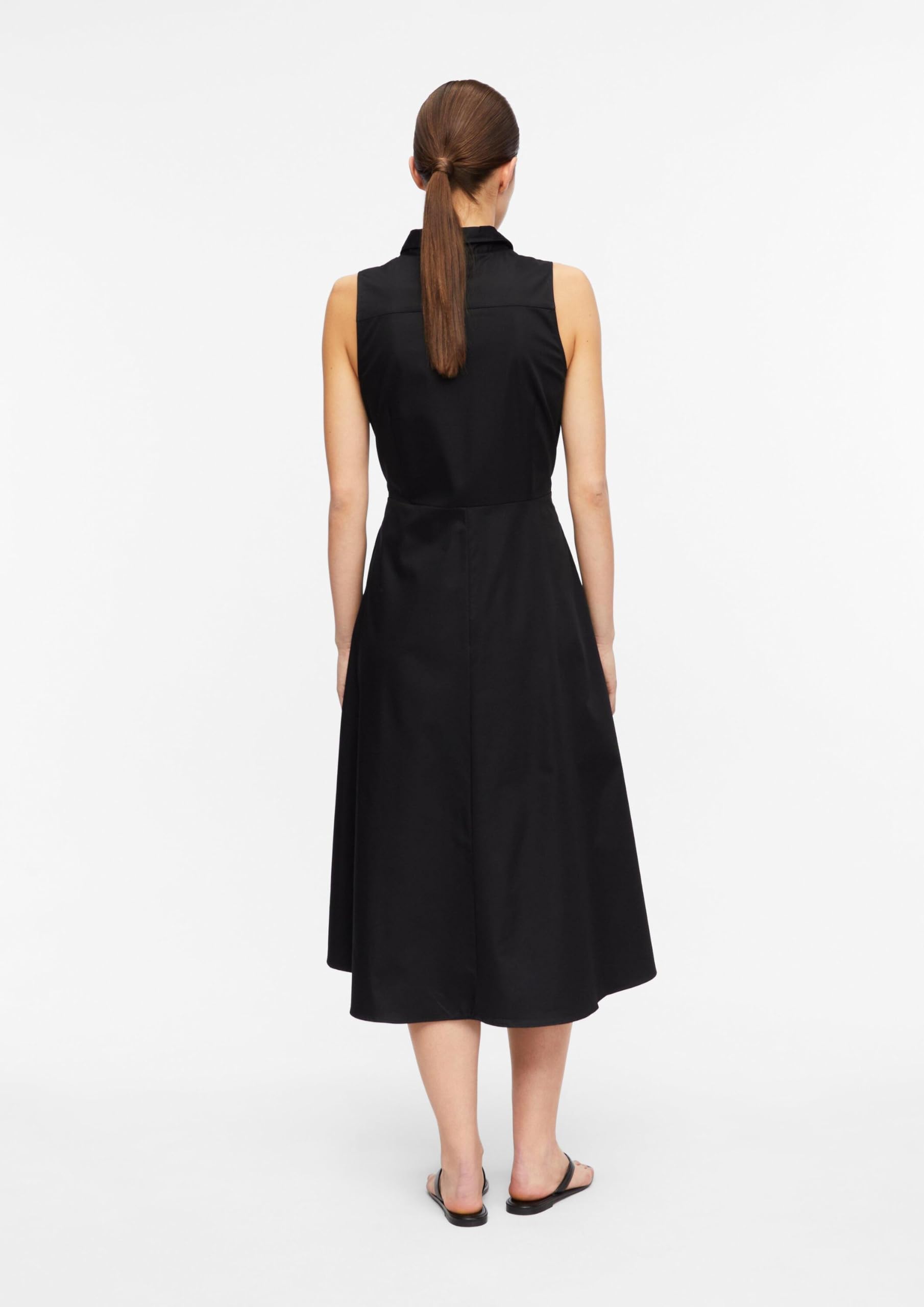 Comma Damen Kleid aus Baumwoll-Stretch – Taillierte Passform, ärmellos, Bindedetail, A-Linie – Für Festliche Anlässe