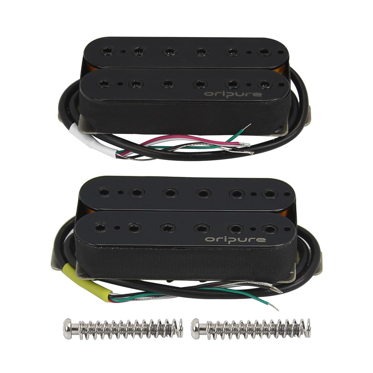 OriPure Alnico 5 Humbucker Pickups Electric Guitar Neck Pickup 7.9K+Bridge Pickup 16.6K, Black Neck+(16-17K)Bridge Pickup Set Black