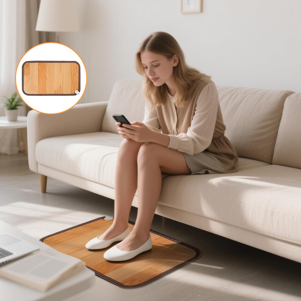Tappeto Riscaldante Piedi, 50 x 30 cm Scaldapiedi Elettrico Portatile, Scalda Piedi Casa Elettrico con 10 Livelli di Temperatura & 3 Timer, Tappetino Riscaldante Piedi per Casa e Ufficio