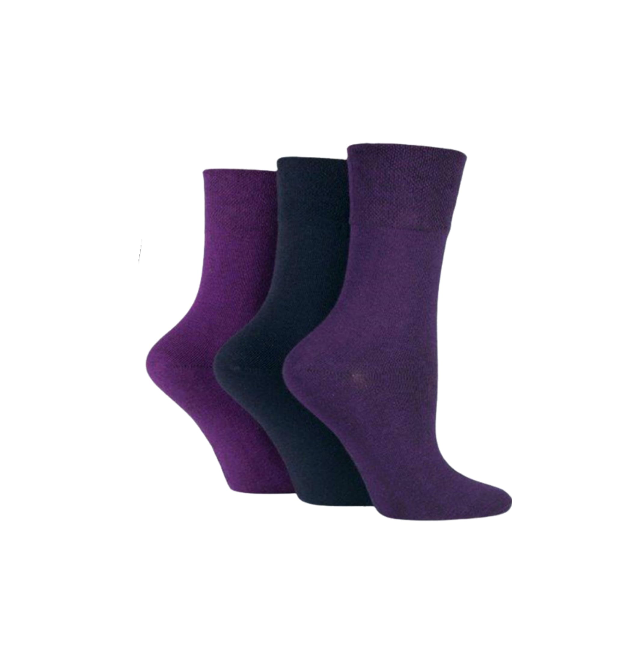 Veesori Unisex Purple Ladies Diabetic Seamless Toe Honeycomb Top Non Elastic Socks 3 Pairs Size 4-8 (Purple)