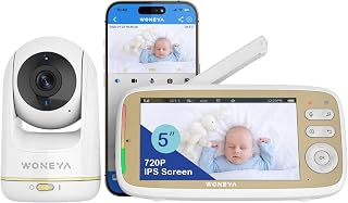 Smart Baby Monitor, 5" HD IPS Screen, 1500ft Long Range, 48 Hours Battery, White Noises & Lullabies, 2K HD Camera, Customizable Safe Zones, Motion Detection, VOX, Free Secure Phone App