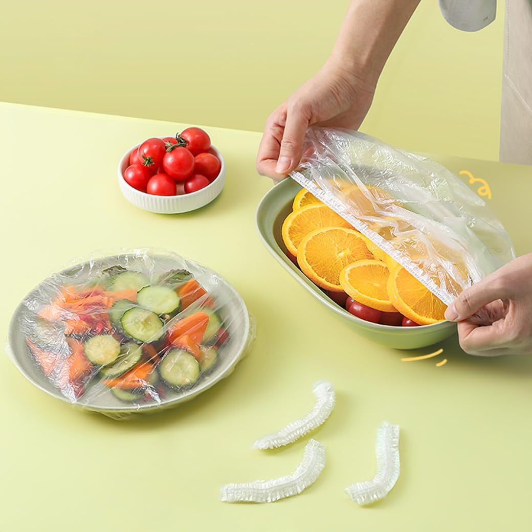 Medium Plastic Bowl Covers, 200 Pcs Elastic Stretch Food Covers for Bread Proofing, Sourdough, Keep Food Fresh