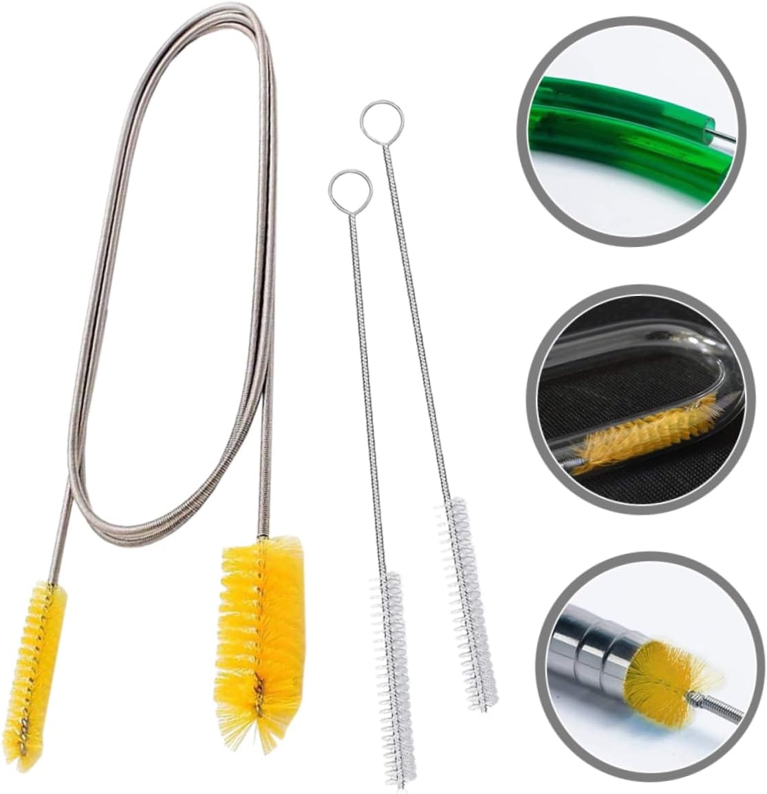 5sets Flexible Double Cleaning Brush for Aquarium Hose Maintenance Elastic Tube Cleaner Bends Narrow Spaces High-Density Kit