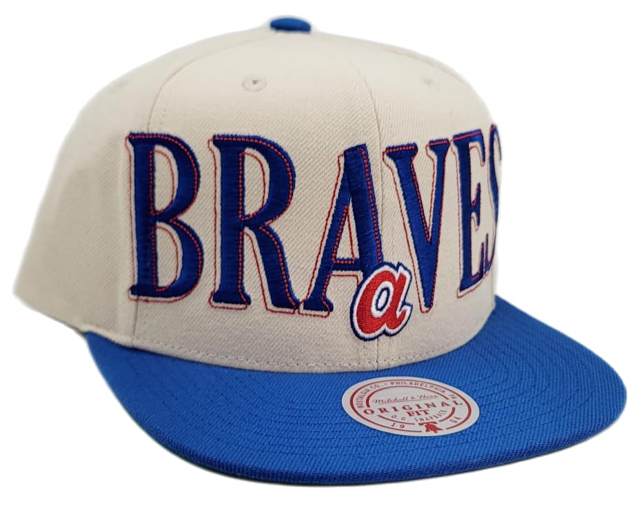 Mitchell & Ness Atlanta Braves Gorra Snapback Azul Crema miniatura 4