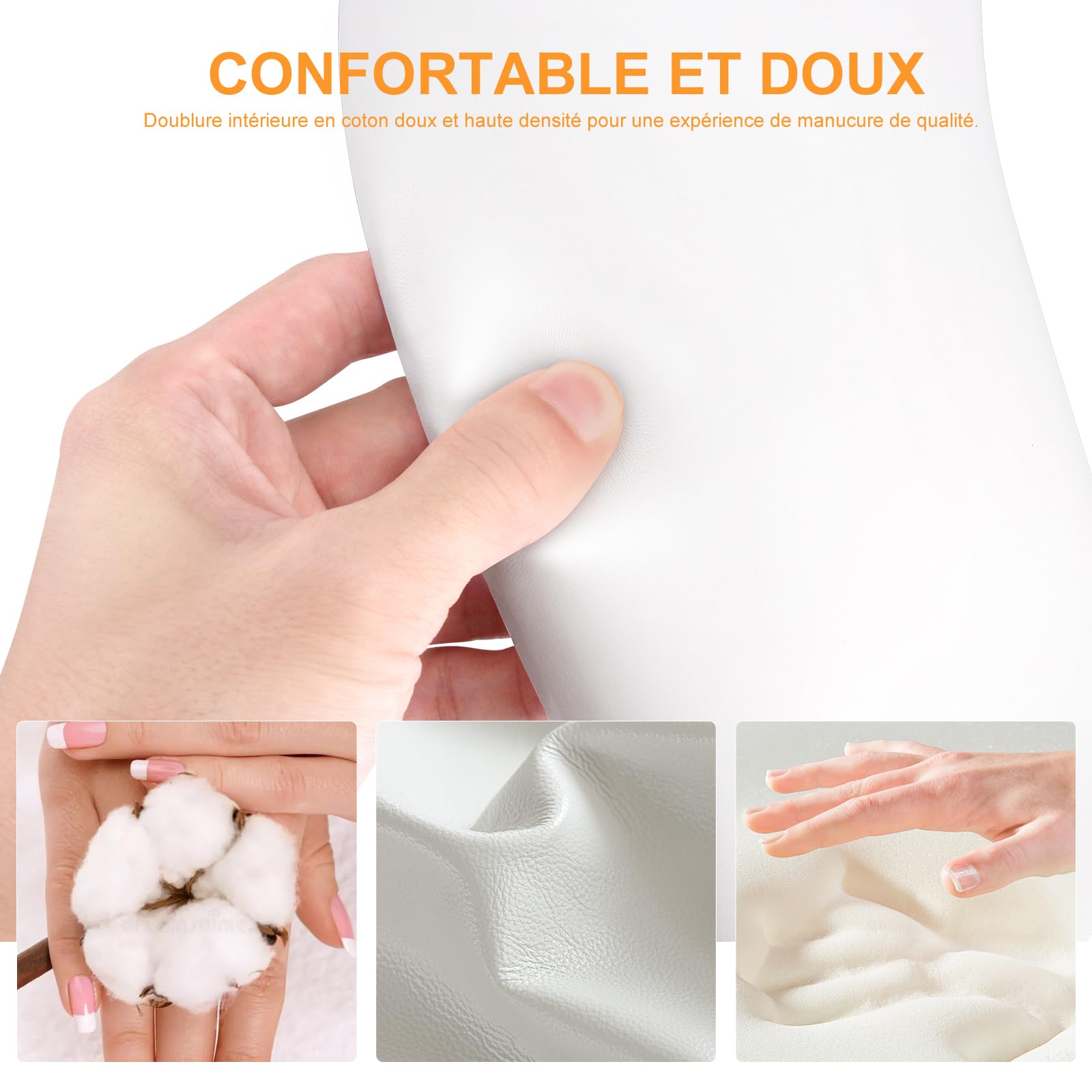 Repose Main Ongle en Forme du U,Repose Main Manucure en Cuir PU pour Manucure,Coussin Ongle Repose Main avec Support Amovible pour Techniciens,Repose Bras Ongles pour Salon,Domicile