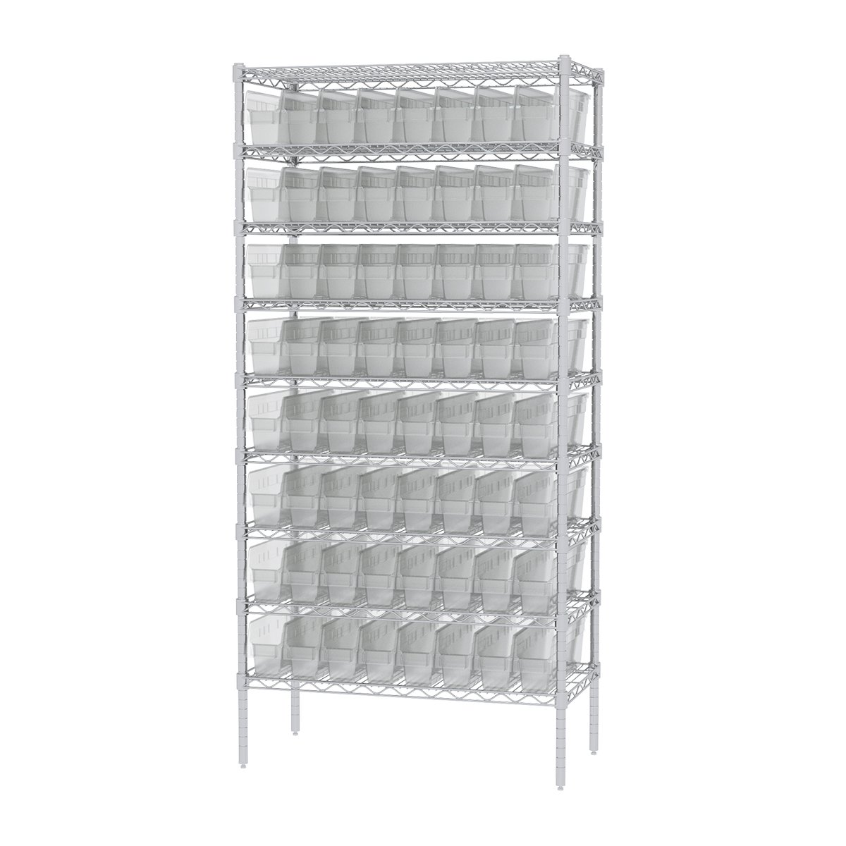 Akro-Mils 30048 Plastic Nesting ShelfMax Storage Bin Box, (18-Inch x 4-Inch x 6-Inch), Clear, (8-Pack)