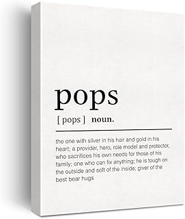 Pops Gift Canvas Wall Art Motivational Pops Definition Canvas Print Positive Canvas Painting Home Office Wall Decor Framed Grandpa Gift 12x15 Inch