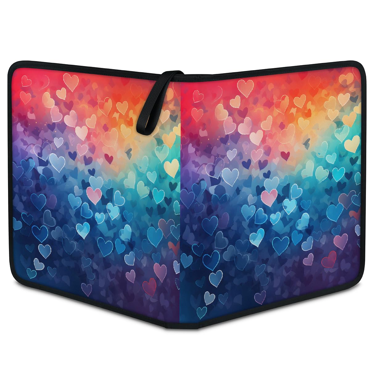 Mexpekil Raccoglitore per carte Neon Love Heart 9 tasche con 50 pagine a caricamento laterale maniche cartella raccolta carte per 900 carte con cerniera album di carte collezionabili impermeabile