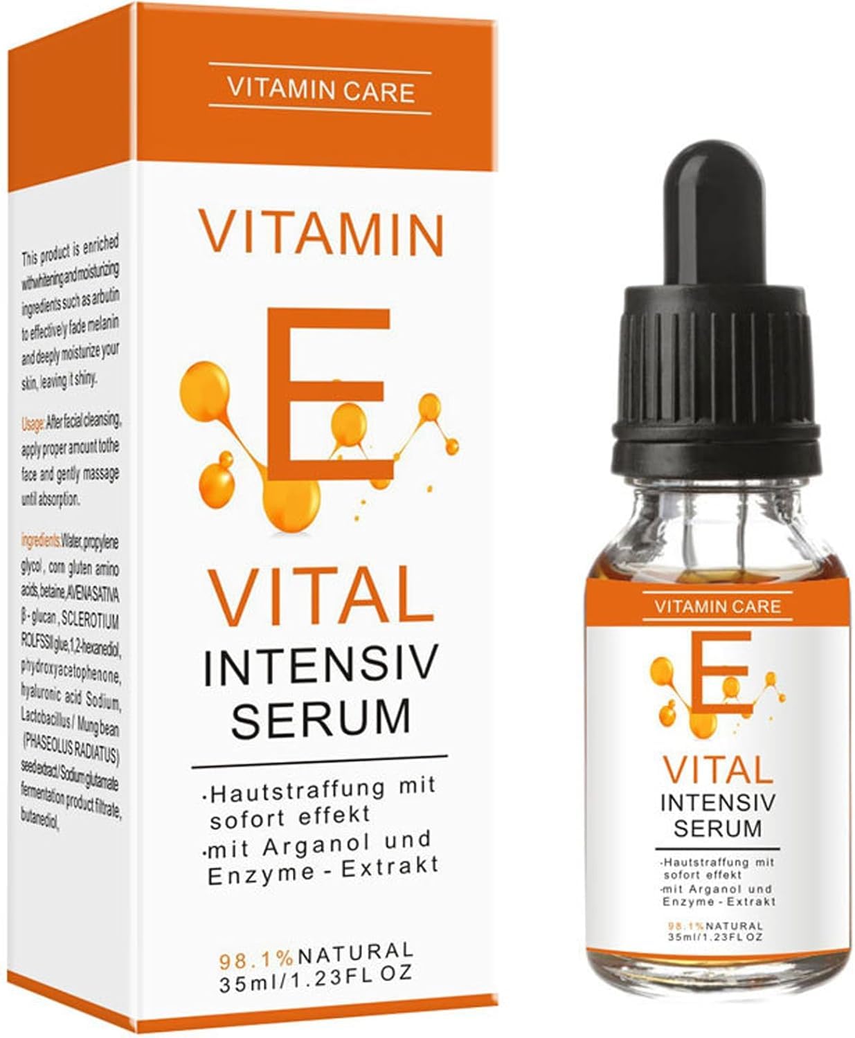 AzoneeVitamin E Face Serum, Antioxidant Face Serum (For Aging Skin), Serum with Hyaluronic Acid, Skin-Moisturizing Collagen Serum (For Fine Lines), Fast Absorbing, Vegan, Scented