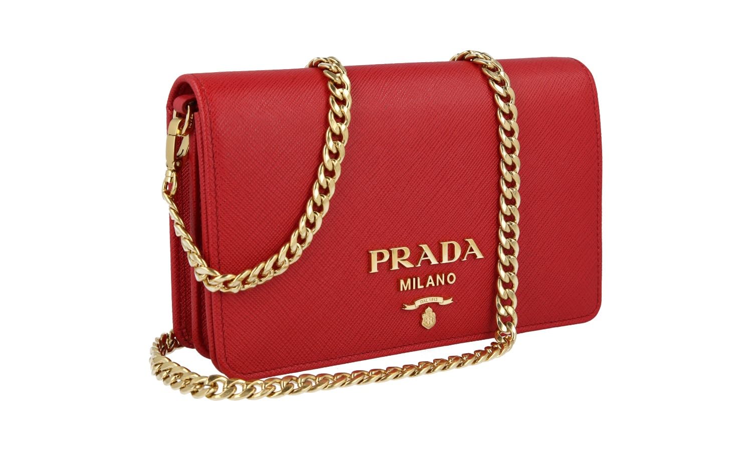 Prada Women's 1BP006 NZV F068Z Red Saffiano Leather Shoulder